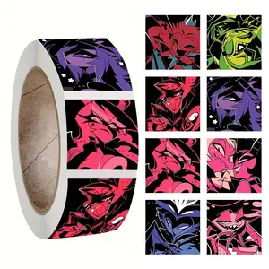2set/500pcs/roll Hazbin Hotel Stickers for Student Stationery, Perfect for Mobile Phones, Cellphone, Tablets & Laptops, Fun Seal Label Stickers