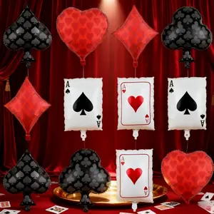 6/12 Poker Ball Decorations, Heart Diamond Balloons, Heart Shaped Balloons, Poker Theme Photo Props, Birthday Wedding Christmas Decor, Poker Party, Celebration