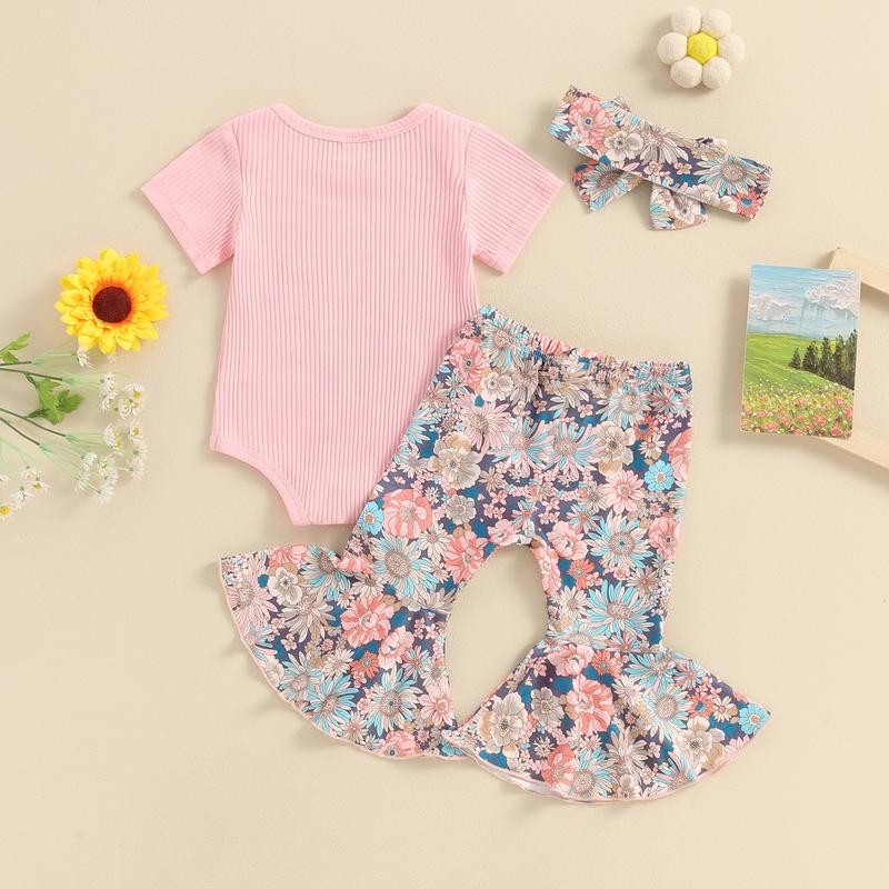 Baby Girl Clothes Newborn Outfit Infant Romper Floral Pants Set Headband Cute Newborn Going Home Outfit 3PCS #springtok