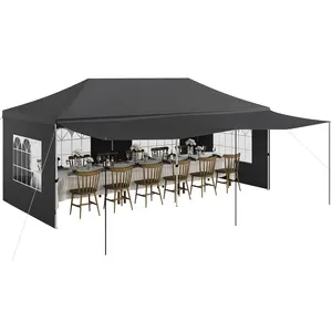 10x20 Pop Up Canopy Tent, Commercial Heavy Duty Canopy Tents for Parties with Roller Bag, 10x20 Tents with 6 Removable Sidewalls, Upgraded Thickened Legs, 6 Sand Bags, Grey