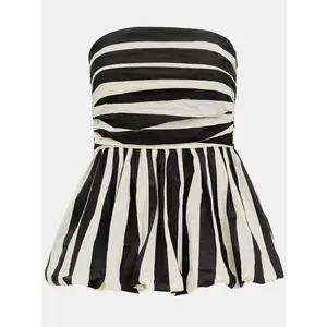 Stripe strapless peplum top