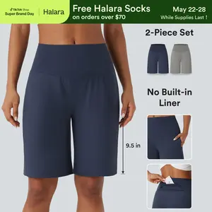 Halara 2-Piece SoftlyZero Airy High Waisted Pockets Cool Touch Yoga Bermuda Shorts Set