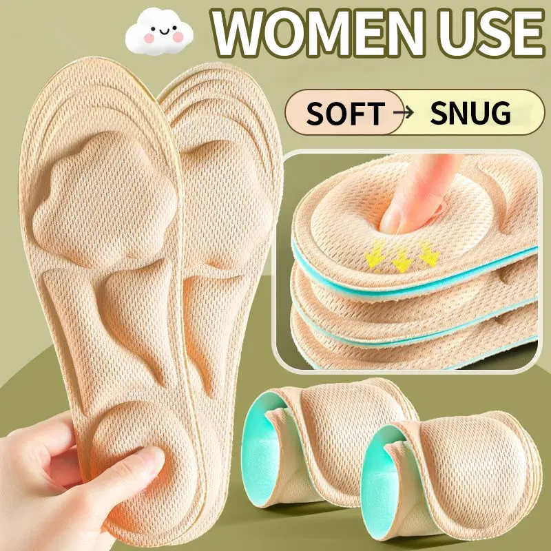 5D Cloud Technology Insoles, Ultra-Thick Memory Foam with Bouncy Massage Support for Plantar Fasciitis Relief and Daily Wear, Memory Foam Insoles, Cushioned Sole, Pain Relief, All-Day Fatigue Reduction, All Seasons, Extra Thick, Bounce Back, Soft