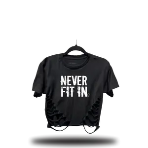 TheDriveClothing Never Fit In Road Rash Front Slash Crop Top – Y2K Streetwear Graphic Crop Tee, Edgy Biker Fashion, TikTok Viral Festival Outfit, Grunge Urban Summer Style