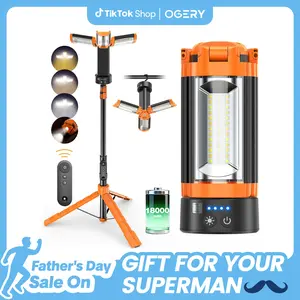 [Father's Day Gift]OGERY 2026 Remote-Controlled 2850LM Camping Lights with Tripod,  18000mAh Rechargeable Camping Lantern & LED Work Light, Detachable Tripod Stand up to 6.7 ft, 3 Lamp Heads for Camping & Emergency Use  summerwins