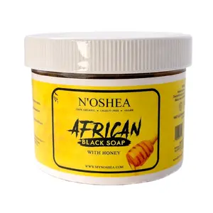 N'OSHEA Travel Size African Black Soap Paste Infused with Honey - 100% Organic Cruelty Free Vegan Soap Paste 10oz