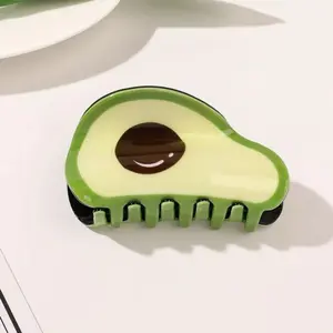 Avocado Hair Claw Clip - Green & Yellow Fruit Design - Spring Summer Accessory for Cute Hair Styling 3x  claw  clip