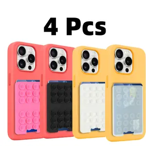 4pcs Lightweight Silicone Suction Cups - Suction Phone Card Holder, Suction Cup Phone Card Holder,Phone Card Holder,Hands-Free