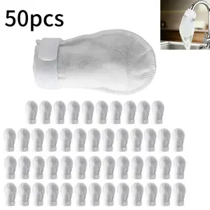 50 pcs High Density Faucet Filter, Water Filter Replacement, Splash Proof Cotton Pouch Kit, Tap Cartridge with Sediment Barrier, Fine Fiber Mesh Purifier, Water Clean Guard with Compact Style, Kitchen Accessories for Home