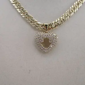(100) 14k goldplated, Spanish chain and heart pendant/ hand .  chain 2 sizes 20 inch and 22 inch.