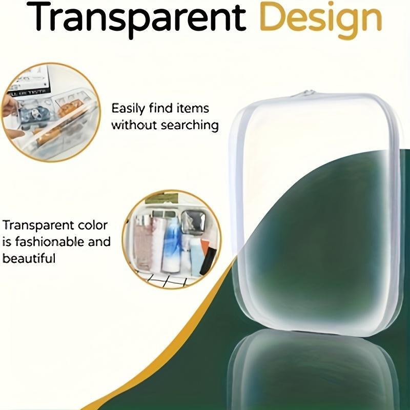 6pcs Double Zippered Hard Pouch, Transparent Storage Bag, Includes 3 Different Sizes.Toy Storage, Hard Plastic, Pencil Case, Hard Plastic Clay Organiser, Clear Hard-shell Zip Case, Portable Make-up Bag for Holidays, Bathroom And Storage