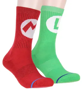 Nintendo Super Mario Adult Mario And Luigi Character Costume 2 Pair Crew Socks For Men Women