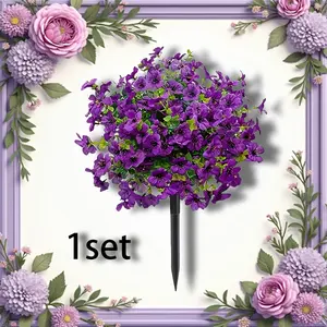 1pc 21.6-Inch Artificial Violet Ground Insert Tree with Ground Stakes, UV-Resistant Faux Eucalyptus Shrub for Summer and Autumn Indoor & Outdoor Decor, Home, Hotel, Garden, Wedding, and Vacation Scenes, Floor Placement, Realistic Flower