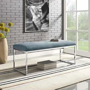 Modway Anticipate Performance Velvet Bench in Sea Blue