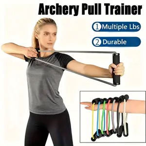 Portable Bow and Arrow Rally Trainer with Elastic Strap - Resistance Training Equipment for Home, Gym and Outdoor Use - Safety Grip, Durable Rubber Construction