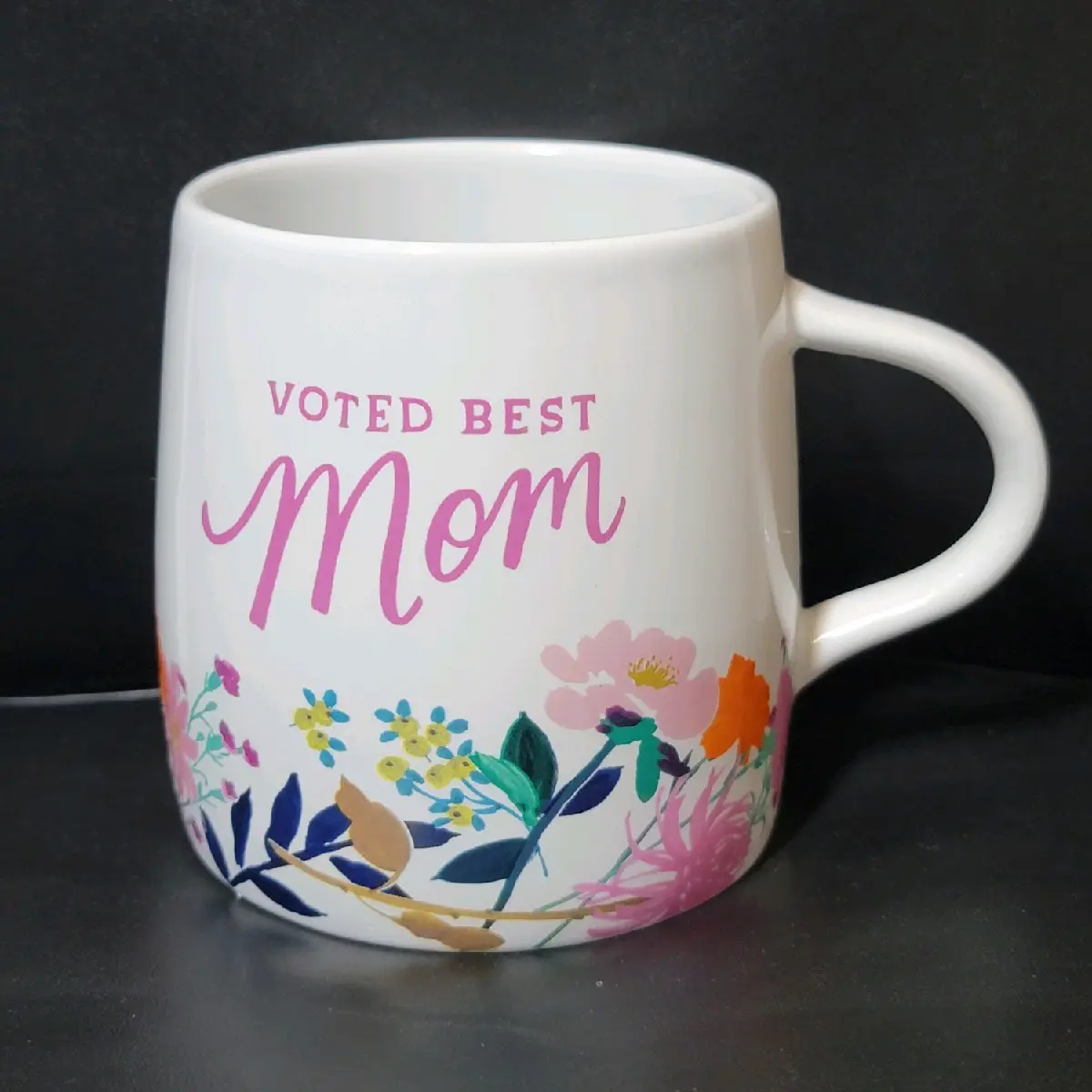 Hallmark Mother's Day Coffee "VOTED BEST" Ceramic Drink Cup Spring Floral Pattern Drinkware Reusable Washable mugs floral memory letter holiday glassware mug for mom