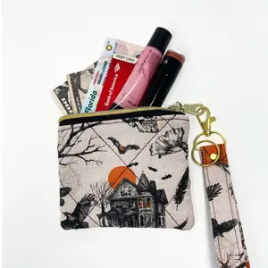 Goth wallet, keychain purse, halloween wallet, zipper wallet