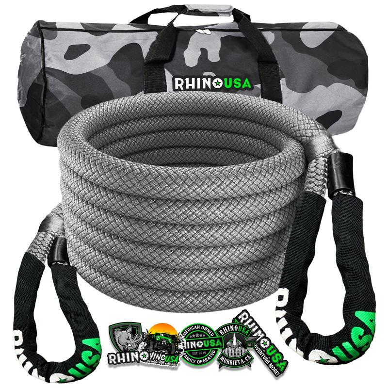 Rhino USA Kinetic Recovery Tow Rope Heavy Duty Offroad Snatch Strap for UTV, ATV, Truck, Car, Tractor - Ultimate Elastic Straps Towing Gear