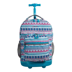 Sunrise Rolling Backpack (18 Inch) in Mint Tribal - Final Sale