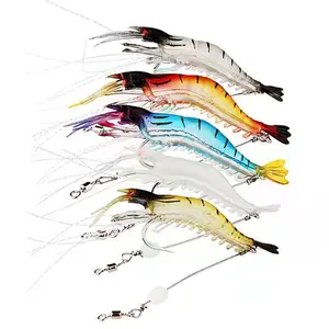 5pcs Shrimp Designed Luminous Soft Artificial Fishing Lure With Hook, Simulated Fishing Bait, Portable Fishing Kit For Outdoor