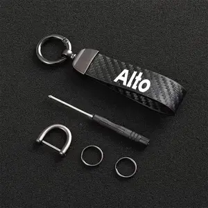 For Suzuki Alto Carbon Fiber Car Keychain Set, Premium Auto Modification Key Fob with Screwdriver & Rings, Durable and Stylish Accessory