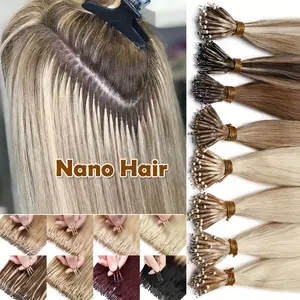 Hot Fashionable [Natural Smooth Hair Extensions] 50 Strands Nano Ring Beads Human Hair Extensions |   50G/Pack Thick Natural Smooth Remy Hair Full Head Any Color Long Straight Hair for College Look