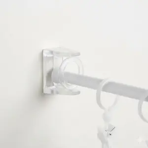 No Drill Extendable Shower Curtain Rod Holder, Heavy Duty Adhesive Wall Hook, Waterproof Rotating Bracket for Bathroom Kitchen, Adjustable Tension Pole Support, Damage-Free Mounting, Multi-Scene Use Home Organizer, Shower Rods