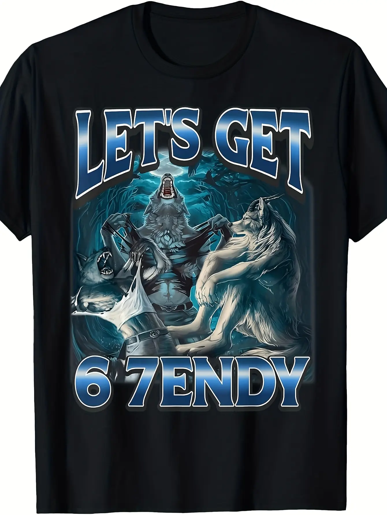 Men'S Lets Get 6 7endy Alpha Wolf Meme T-Shirt - F