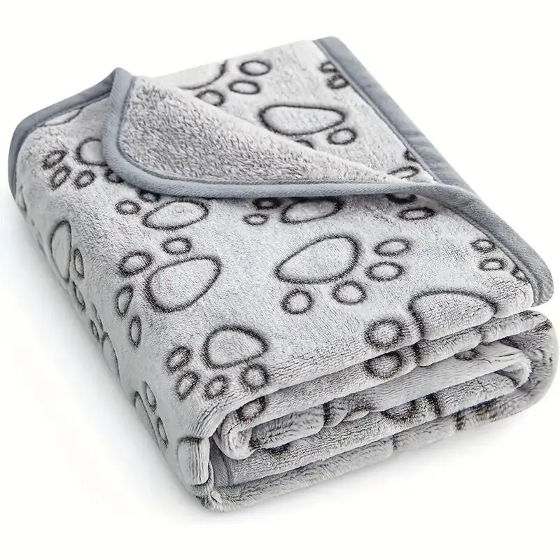 Paw Pattern Flannel Blanket, Soft & Smooth Touching Warm Pet Mats, Pet Supplies for Indoor and Outdoor