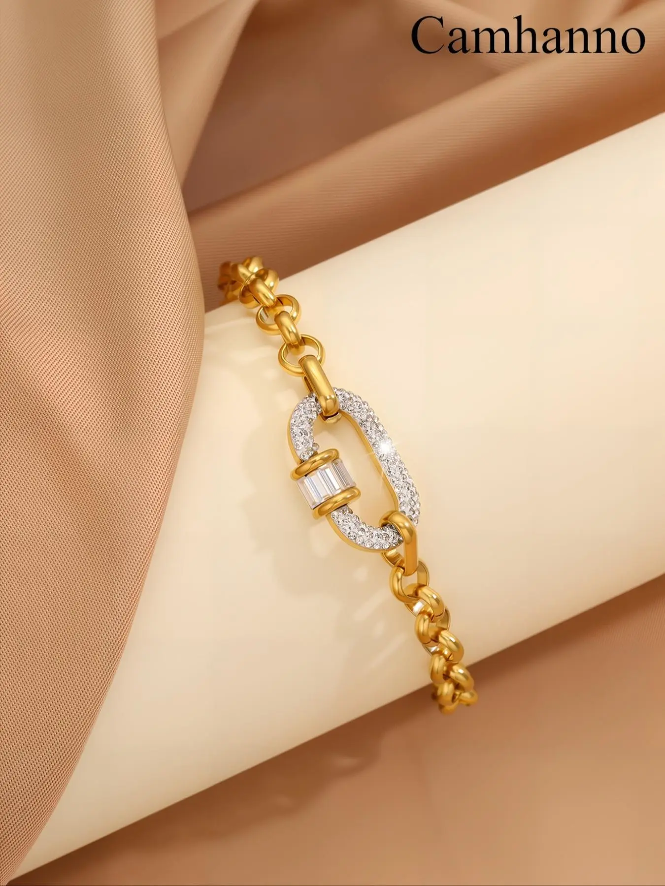 Fashionable Circle Mud Diamond Bracelet, Stainless Steel Casual Accessory, Perfect Gift for Couples, Daily Wear Jewelry, Diamond Encrusted Bracelet