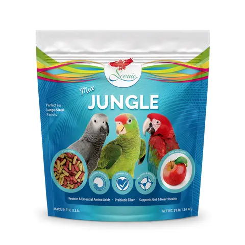Scenic Mix Jungle Large Parrot Food - 3 lb Bag - 1" Bird Pellets - Complete Nutrition for Macaws, Amazons, Cockatoos, African Grey Parrots & More