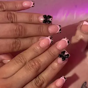 24pcs Short Square 3D Press-On Nails, Bow Leopard Print French Style, Reusable Nail Tools, Ideal for Parties and Events