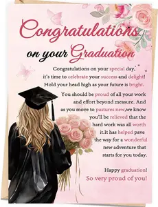 Graduation Card for Her, Congratulations Grad Card for Girls Daughter Granddaughter Friend Girlfriend, Pink Graduation Gift from Parents Family | Gift Card with Envelope