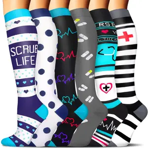 6 Pairs Compression Sports Socks for Women & Men – Premium Athletic Running & Hiking Socks with Moisture-Wicking Lightweight Fabric, Breathable Closed Toe Design for Comfort & Performance
