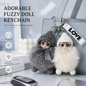 2-Pack Plush Doll Keychains with Big Bows & Glasses Soft Pocket Companions for Stress Relief & Study Focus Trending Gift Idea for Women & Girls Bigger Softer Handcrafted Quality Accompaniment