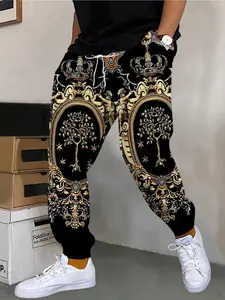 Men's Loose Fit Jogger Pants, All-Over Print Design, Slim-Fit Casual Style, Perfect for Daily Wear & Streetwear