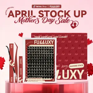 Fulluxy Diamond Stack | Classic Full Volume Lashes | DIAMOND STACK Kit Fluffy, Long-Lasting & Easy DIY | Complete Set with Glue Remover & Tweezer for Beginners | One Layer = Bold, Luxe Volume