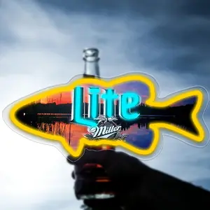 Miller Light Beer Neon Sign, Adjustable USB Powered LED Neon Lights, Decorative Neon Light, Wall Decor for Garage Bar Club, Home Bar Man Cave Decoration