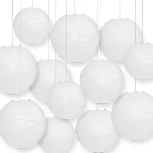 12-PC White Paper Lantern Decoration Set, 12/10/8-Inch