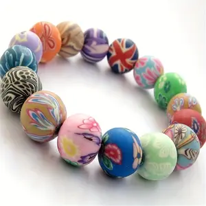 Vintage Colorful Handmade Soft Ceramic Polymer Clay Bracelet Bohemian Chic Women's Men's Ethnic Soft Ceramic Color Beaded Cuff Bangle Elastic Rope Chain Vacation Travel Beach Bracelet Jewelry