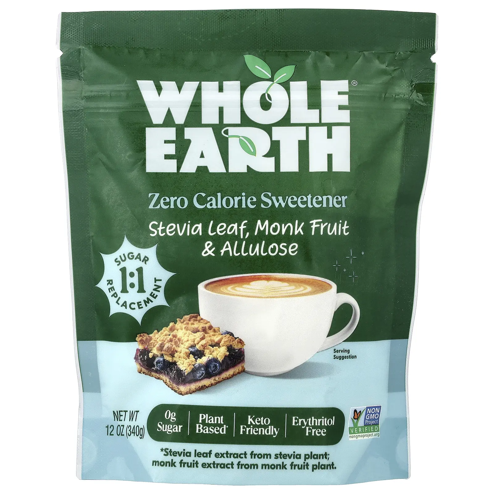 Whole Earth Stevia Leaf, Monk Fruit & Allulose, 12 oz (340 g) Whole Earth Stevia Leaf, Monk Fruit & Allulose, 12 oz (340 g)