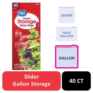 Great Value Gallon Storage Slider Zipper Bags