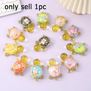 Cute Turtle Glitter Flow Toy, Hard Abs Sensory Desk Toy, Spin to Watch Sand-Like Glitter Move, Fun Educational Activity