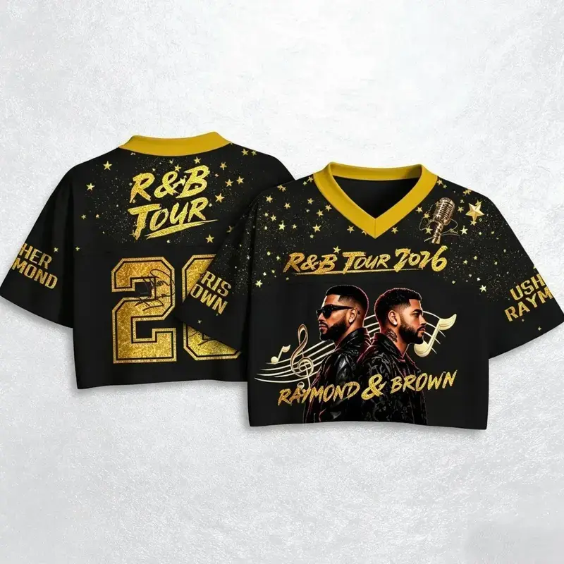 RB World Tour Jersey 2026, Concert Shirt, Cris Brown Usher Inspired Crop Top Jersey