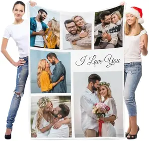 Eyesoul Custom Blanket with Photo, Personalized Blanket with Picture, Customized Photo Blankets, Customizable Picture Blankets, Personalized Anniversary Couple Gifts for Women Men Boyfriend Girlfriend