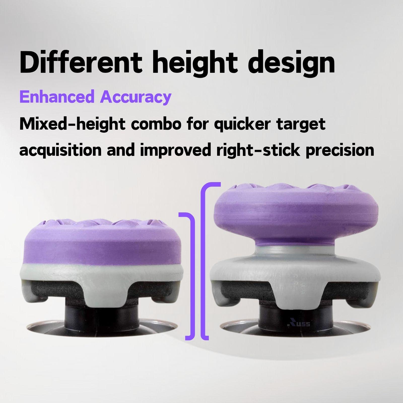 Thumbstick Grips for PS5/PS4, Joystick Thumb Grips for FPS Aim, Precision ring, 1 High-Rise, 1 Mid-Rise, For PS5/PS4 Game Controller joystick, Console