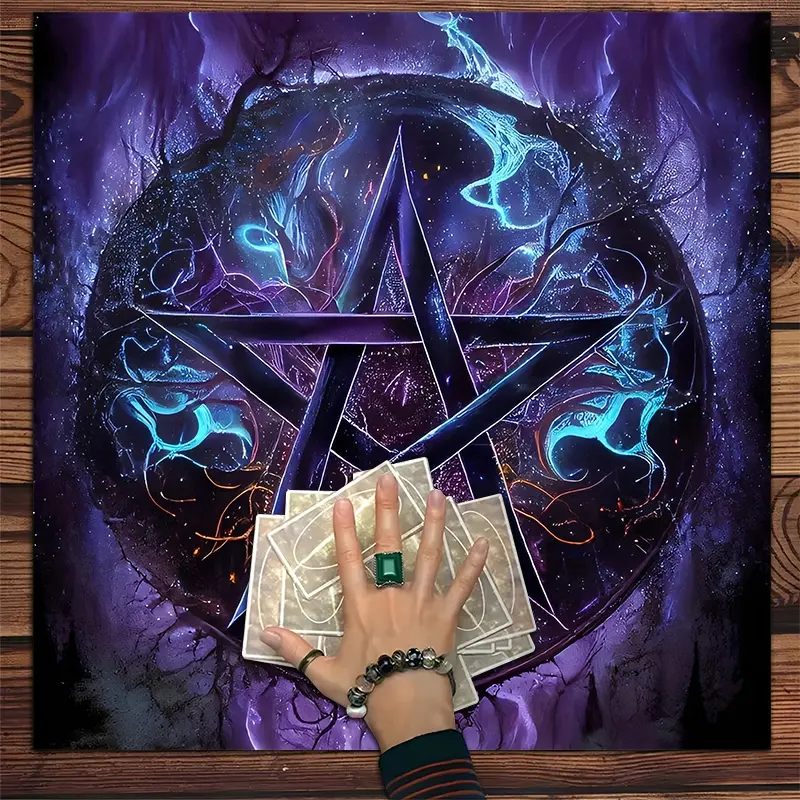 1pc Magical Pentacle Party Decorations Astrology Decor and Spiritual Room Decoration, Soft Washable Fabric Table Cover for Home and Party Use