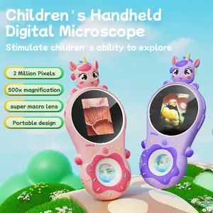 INSKAM Kids Microscope-Mini Handheld Digital Toy Microscope,2 Inch IPS Screen 500X Handheld Digital Microscope,Biological Microscopes for Kids Educational Science Toys,Birthday Gifts for Age 3 4 5 6 7 8 Girls&Boys