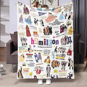 Hamilton Musical Theme Figure Print Blanket, Soft Warm Multi-Purpose Gift for Fans, Sofa Relaxation, Bedroom Rest, Office Lounging