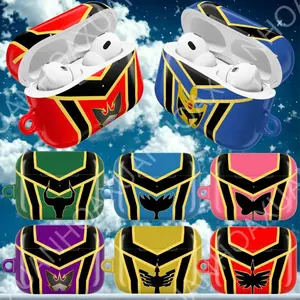 The Geometric Superhero Chest Plate Armor Symbol AirPods Case Collection Power Rangers Morphin Grid Case Set for Fans